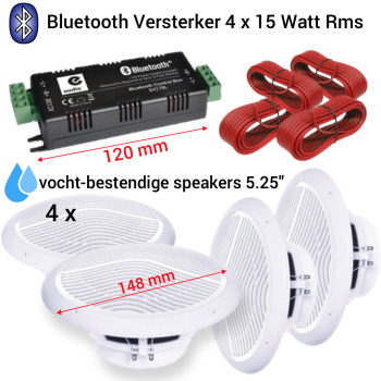Varen gezond verstand Okkernoot Bluetooth versterker met 4 x 13,5 cm plafond speakers