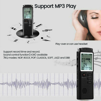 USB voice of spraakrecorder, MP3 speler met 8GB opslag voor 96 uur