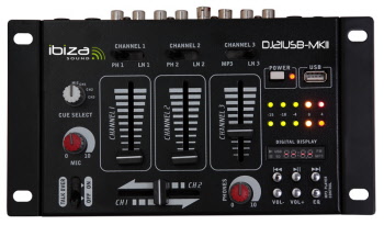 Ibiza - DJ21USB-MKII - Mezclador de 4 vías/7 canales con varias entradas - USB - Negro